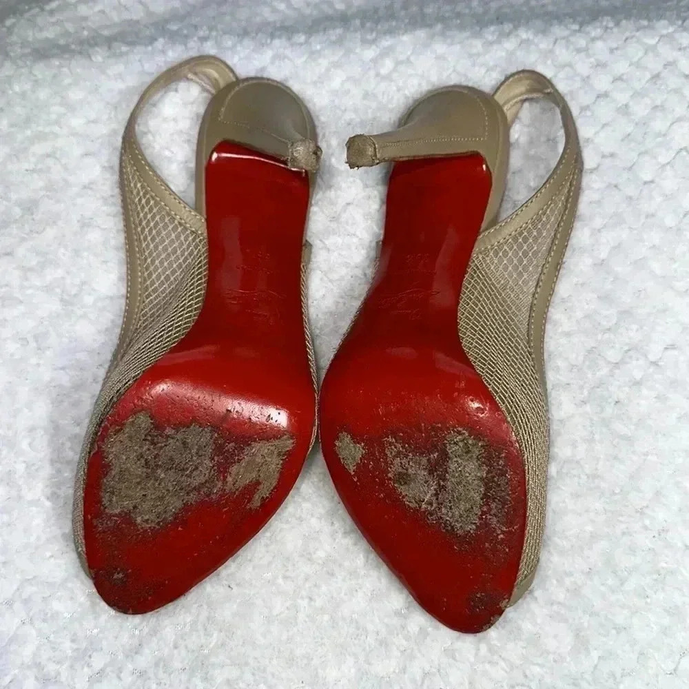 Christian Louboutin SZ 9.5 Nude Canne A Peche Heels - Picture 6 of 8